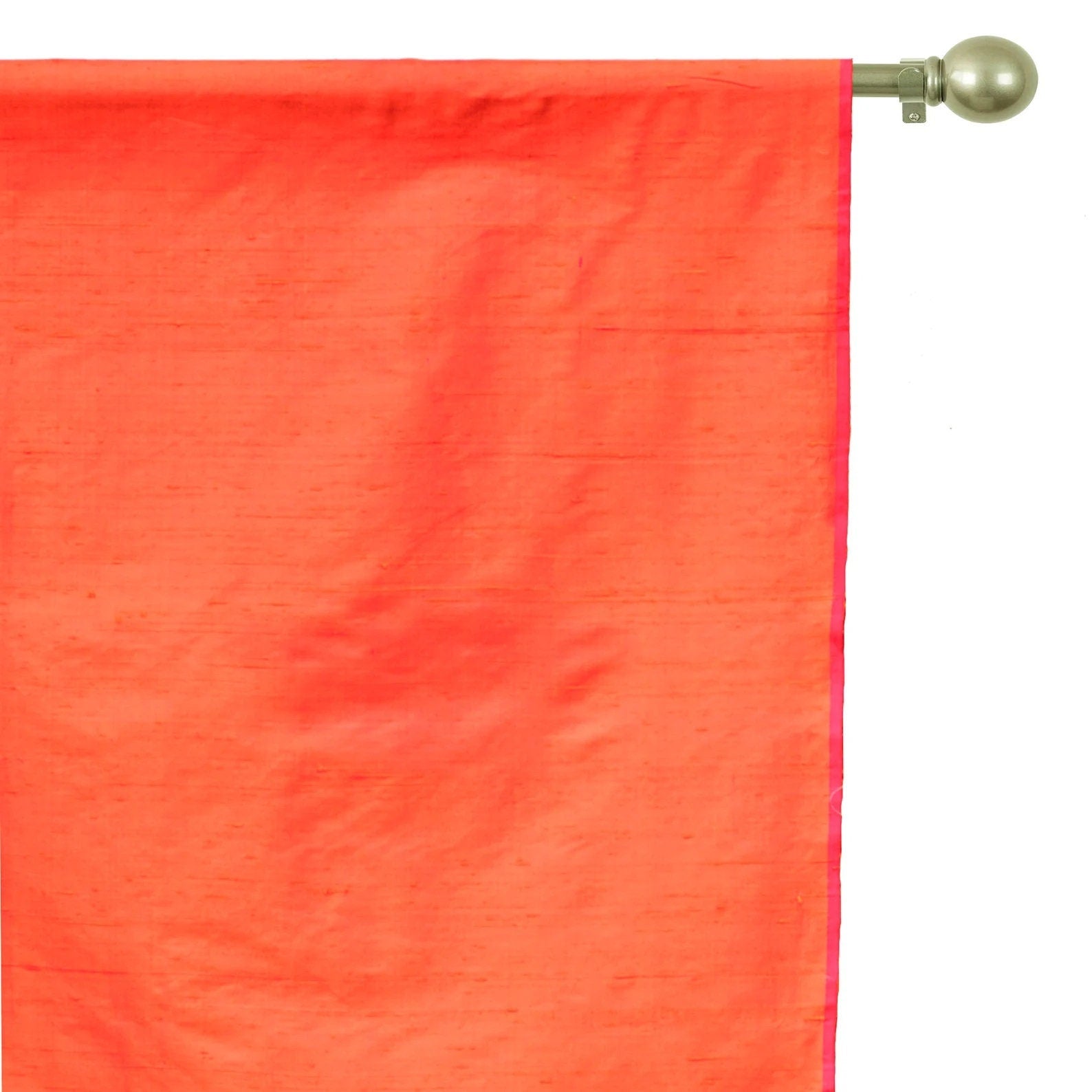 Orange & Pink Pure Silk Dupioni Curtain Panels