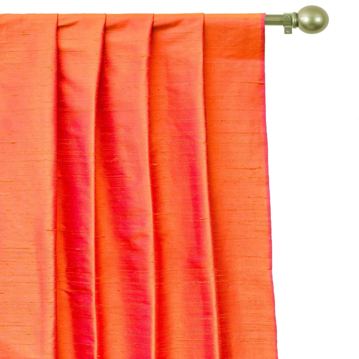 Orange & Pink Pure Silk Dupioni Curtain Panels