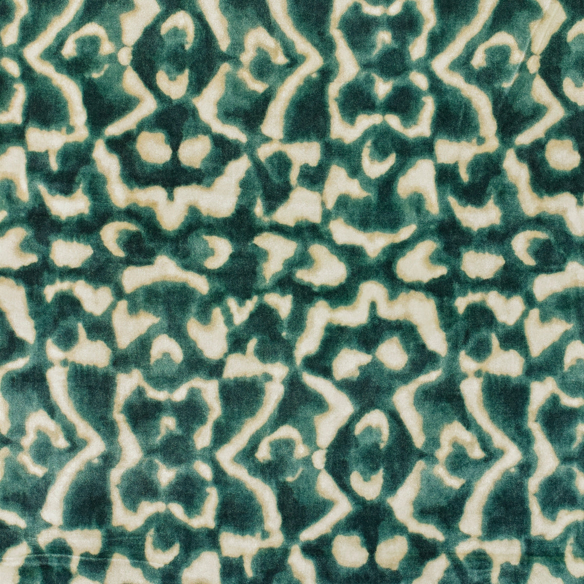 Green And Ivory Velvet Fabric By The Yard