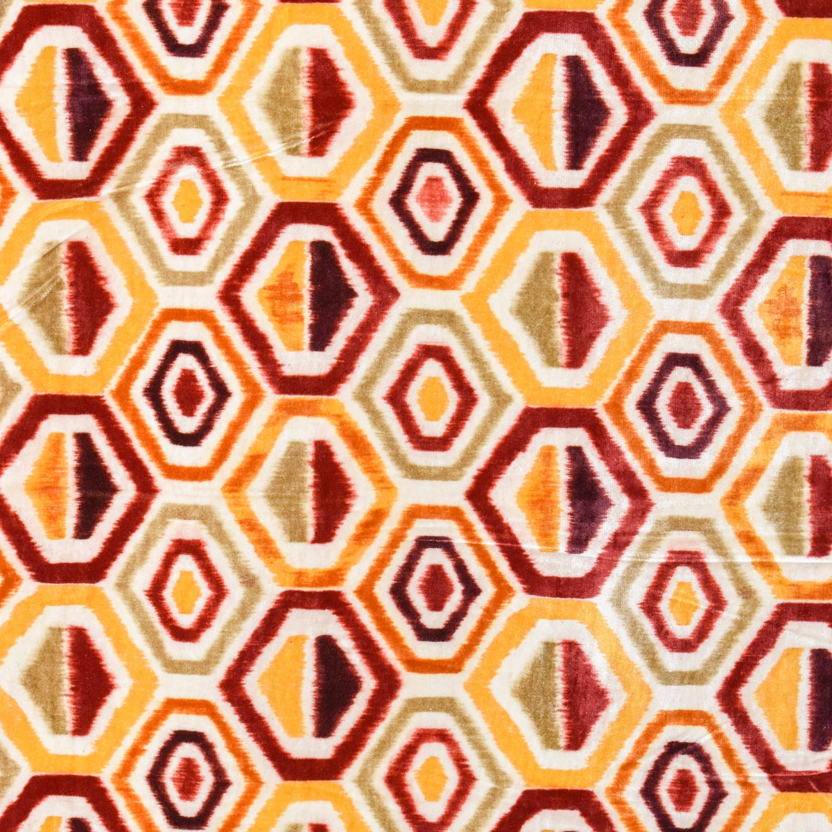 Yellow And Orange Velvet Fabric By The Yard