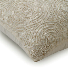 Ivory Swirls - Ivory Art Silk Throw Pillow Cover