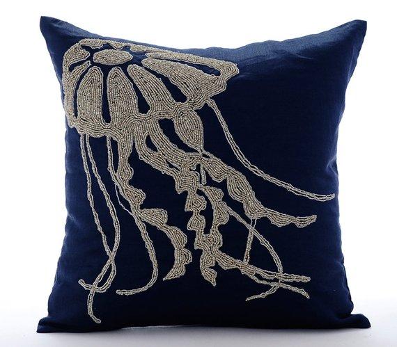 Sea Creature Themed Navy Pillow Collection