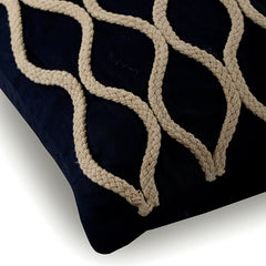 Jute Chorus - Navy Blue Cotton Linen Throw Pillow Cover