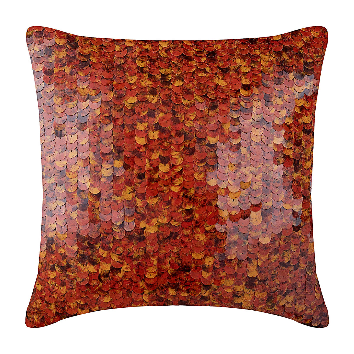 Koi Fishy Scales - Red Art Silk Decorative Euro Sham