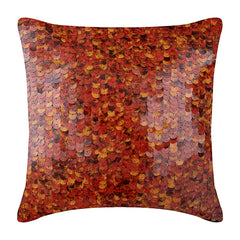 Koi Fishy Scales - Red Art Silk Decorative Euro Sham