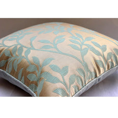 Leafy Heaven - Blue Jacquard Weave Throw Pillow Cover