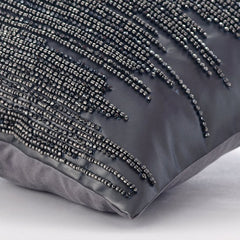 Leather Spill - Gray Faux Leather Throw Pillow Cover