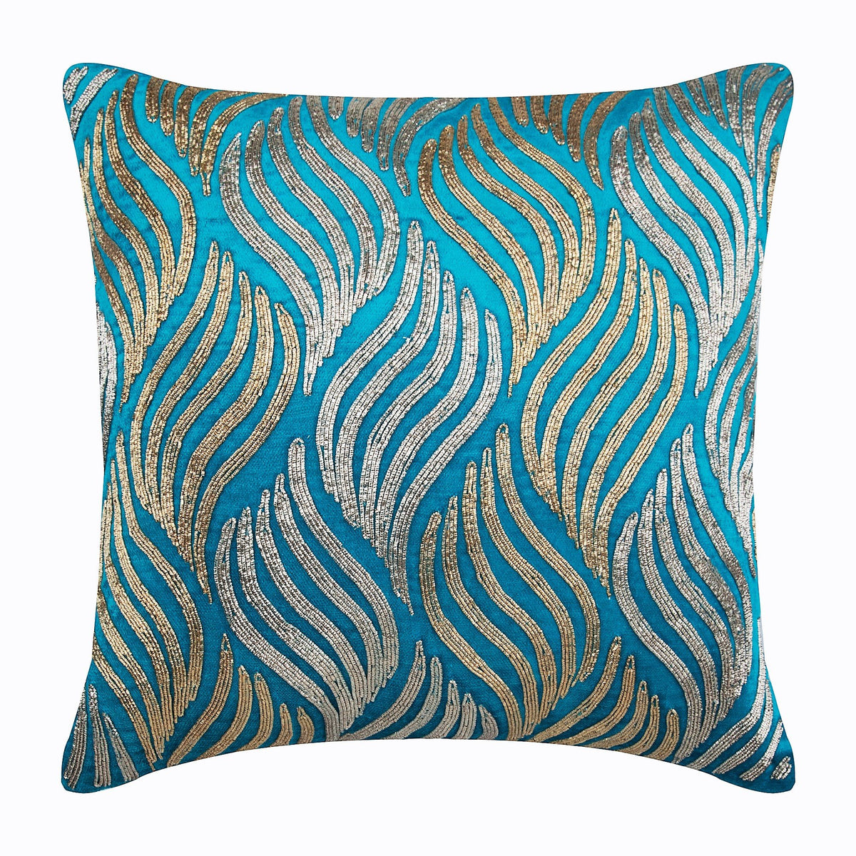 Liberty - Turquoise Blue Velvet Decorative Euro Sham