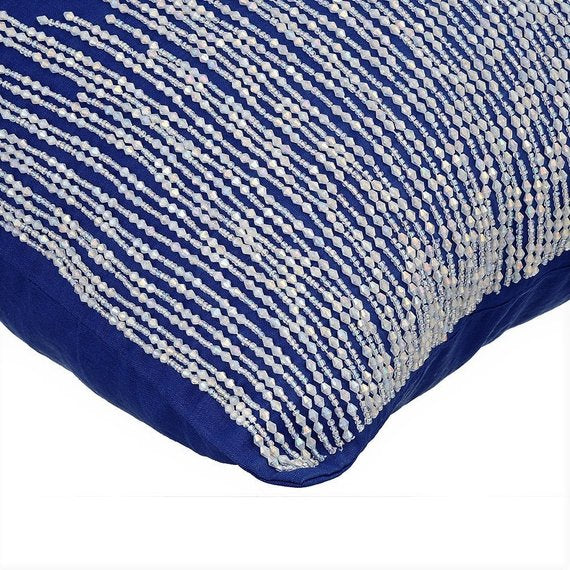 Linen Blue Heights - Blue Cotton Linen Throw Pillow Cover