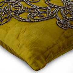 Lord Medusa - Chartreuse Velvet Throw Pillow Cover