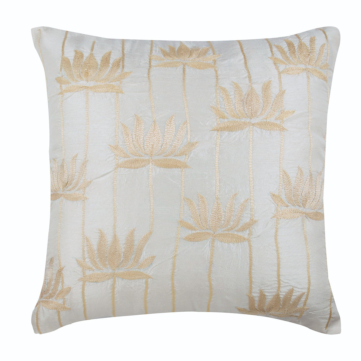 Lotus Serene - Ivory Art Silk Decorative Euro Sham