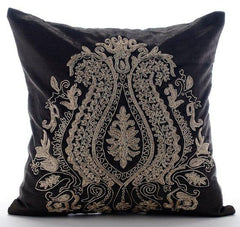 Magestic Gold - Charcoal Gray Velvet Decorative Euro Sham