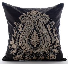 Magestic Gold - Charcoal Gray Velvet Decorative Euro Sham