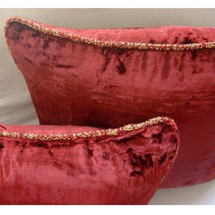Maroon Shimmer - Maroon Velvet Decorative Euro Sham