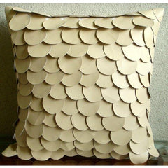 Mermaid - Beige Faux Leather Decorative Euro Sham