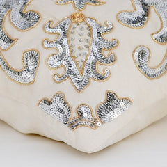 Millennium Ivory Sequins Throw Pillow Cover