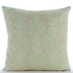 Mint Dynasty - Pastel Green Cotton Linen Decorative Euro Sham