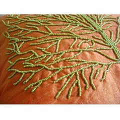Money Tree - Orange Art Silk Decorative Euro Sham