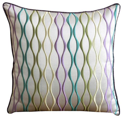 Multicolor Waves - Multicolor Jacquard Weave Decorative Euro Sham