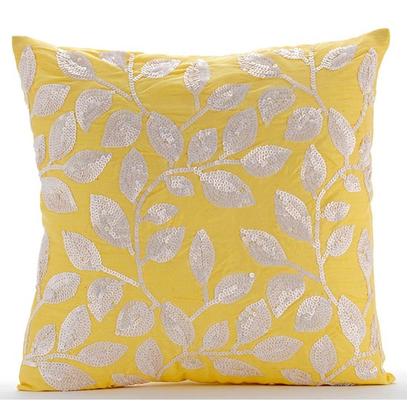 Nature Is Classy - Yellow Art Silk Decorative Euro Sham