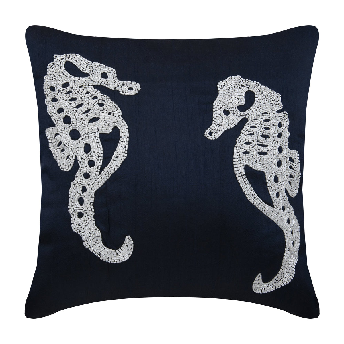 Natural Beige Cotton Linen Throw Pillow Cover - Sea Horse Pearls