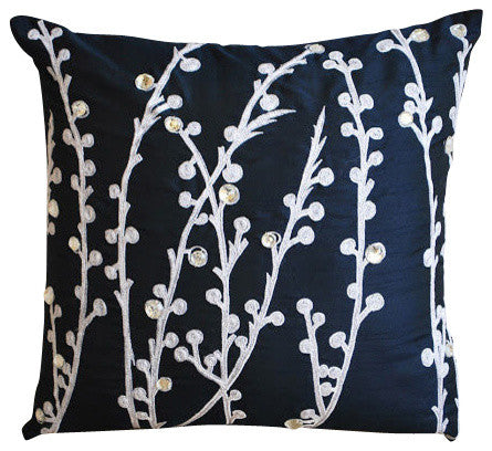 Navy Blue Willow Pillow Cover