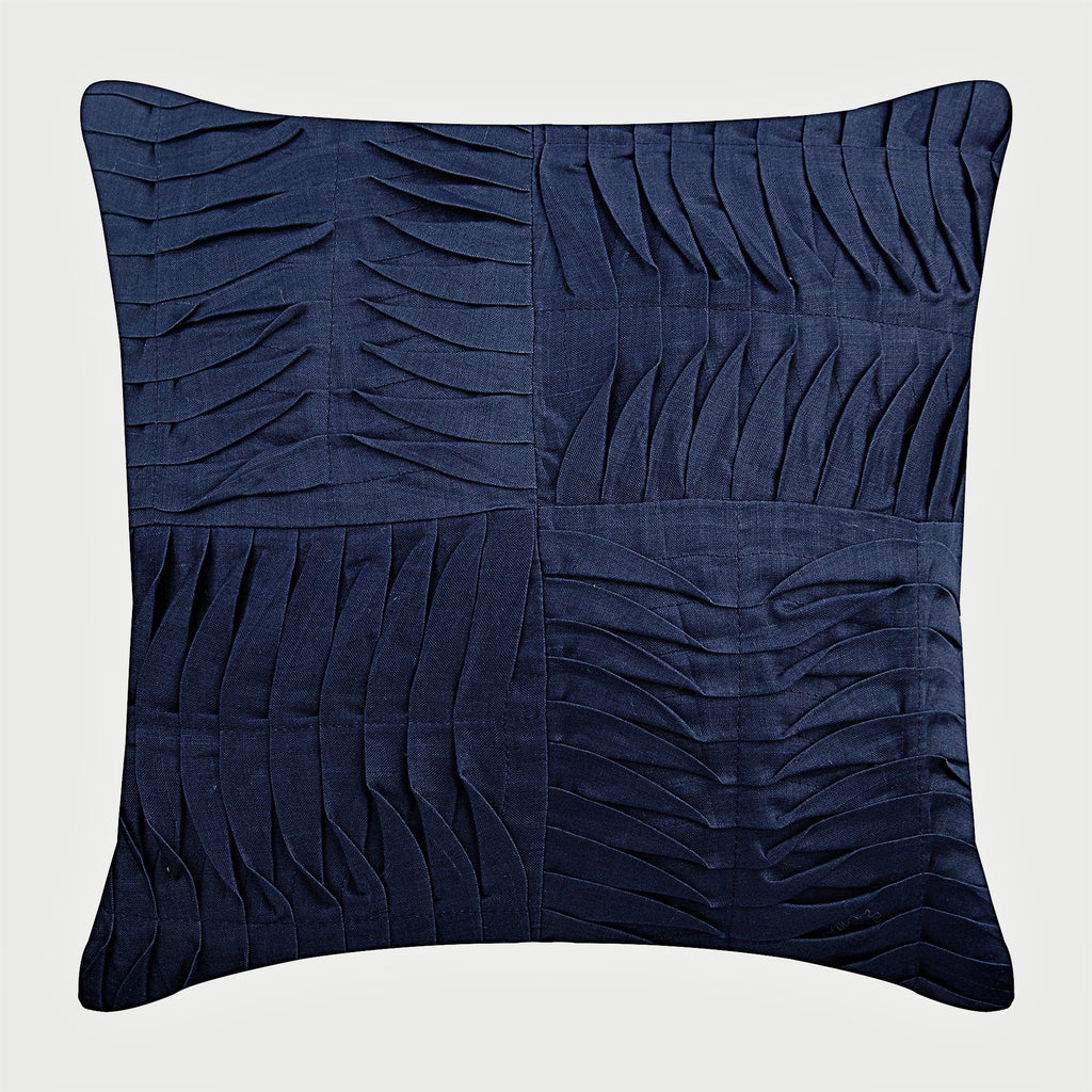 The HomeCentric Dark Green Pintuck Block Dark Green Cotton Linen Decorative Euro Sham