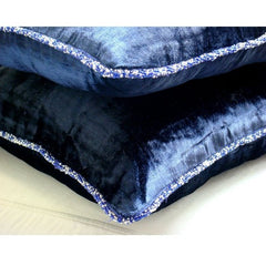 Navy Shimmer - Navy Blue Velvet Throw Pillow Cover