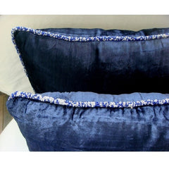 Navy Shimmer - Navy Blue Velvet Throw Pillow Cover