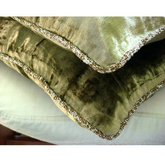 Olive Shimmer - Olive Green Velvet Throw Pillow Cover