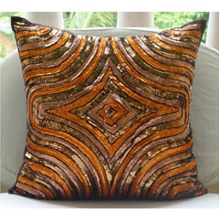 Orange Illusion - Orange Art Silk Decorative Euro Sham