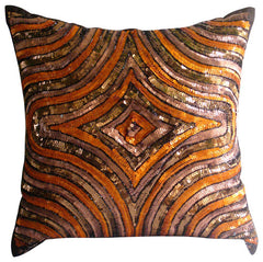 Orange Illusion - Orange Art Silk Decorative Euro Sham