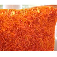 Orange Peel - Orange Art Silk Decorative Euro Sham