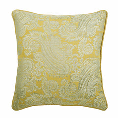 Paisley Yellow Scents - Yellow Jacquard Silk Decorative Euro Sham