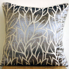 Paloma Gray Leaves - Paloma Gray Burnout Velvet Decorative Euro Sham