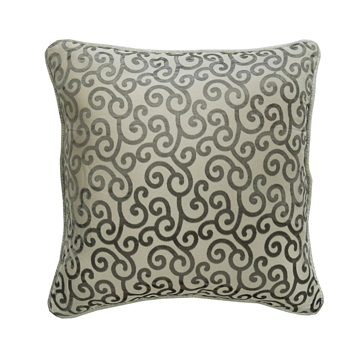 Paloma Gray Scrolls - Gray Burnout Velvet Decorative Euro Sham