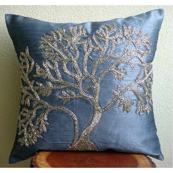Paradise Tree Embroidered Euro Sham Cover