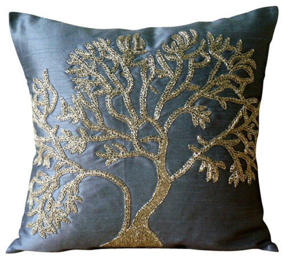 Paradise Tree Embroidered Euro Sham Cover