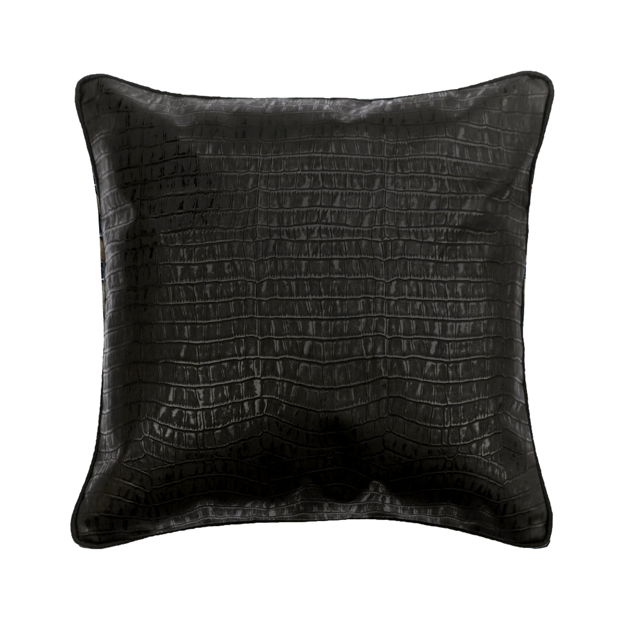 Black Faux Leather Throw Pillow Cover Paved Black