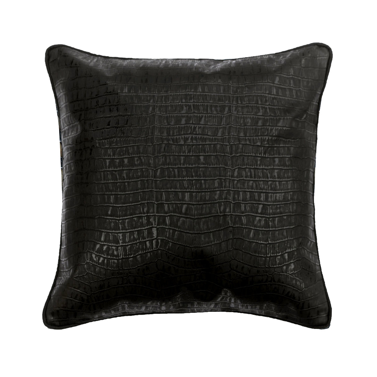 Black Faux Leather Throw Pillow Cover Paved Black