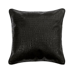Black Faux Leather Throw Pillow Cover Paved Black