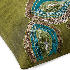 Peacock Abstract Sequins Throw Pillow Cover