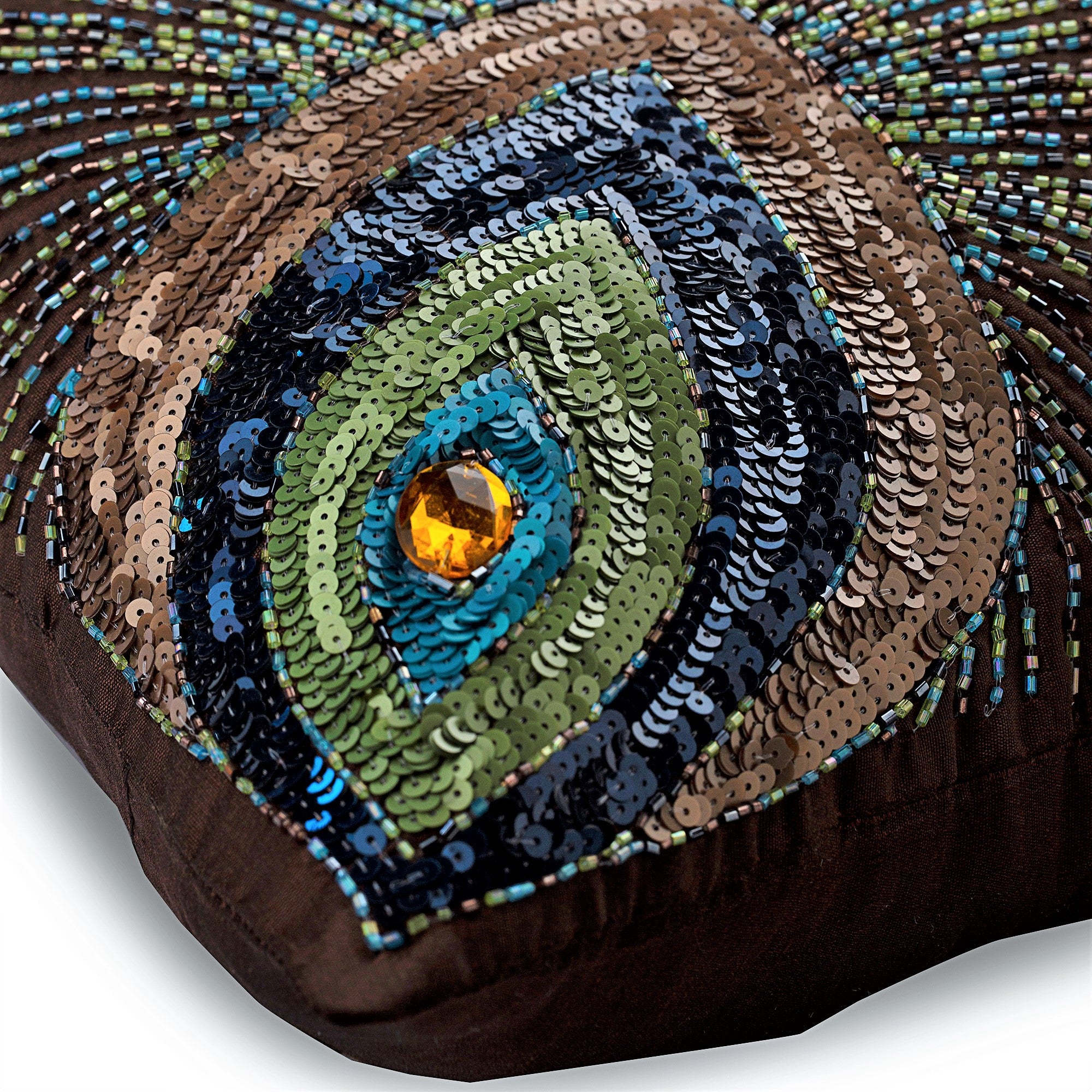 Peacock Sparkle Silk Throw Pillow Cover