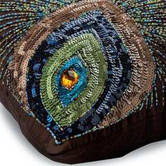 Peacock Sparkle Silk Decorative Euro Sham