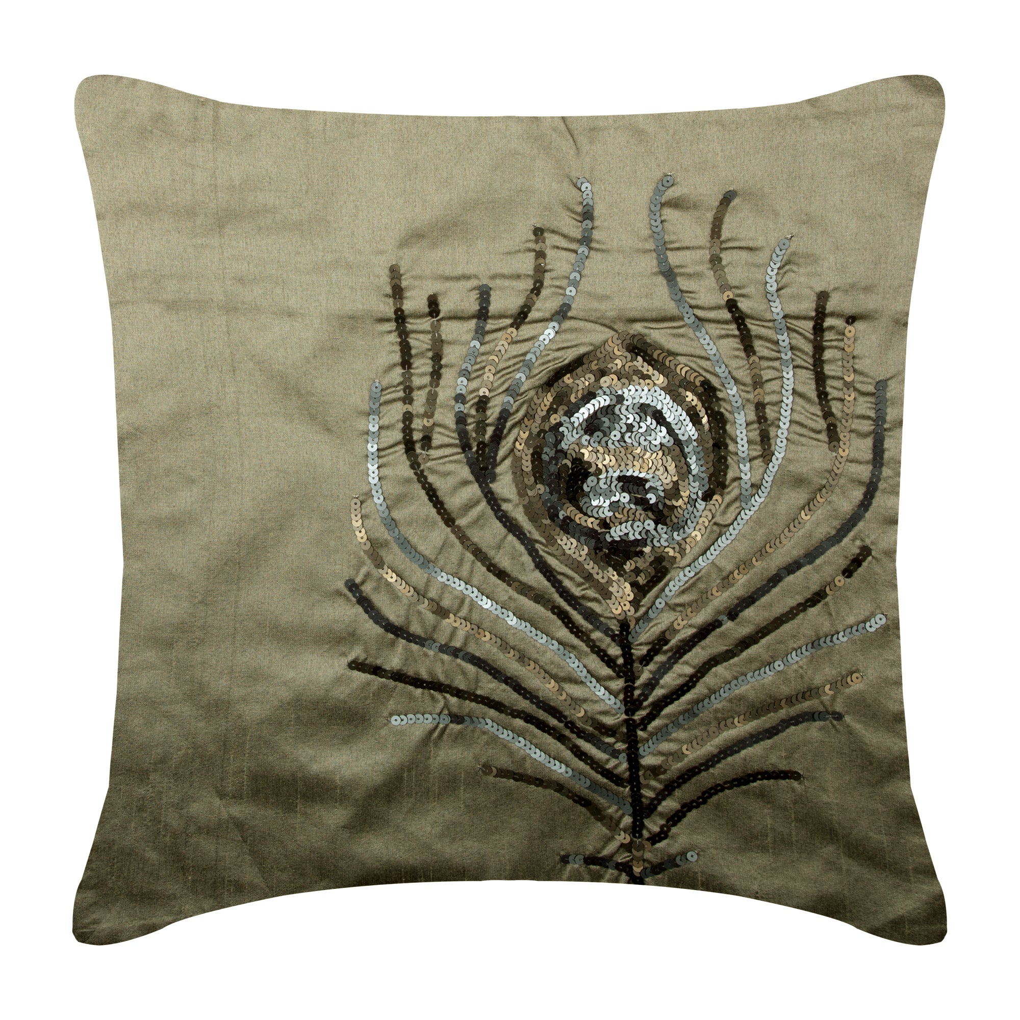 Gray Art Silk Throw Pillow Cover Peacock