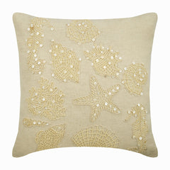 Pearly Sea Bed - Natural Beige Linen Decorative Euro Sham