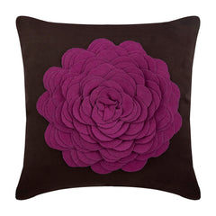 Red Rose - Taupe Faux Suede Throw Pillow Cover