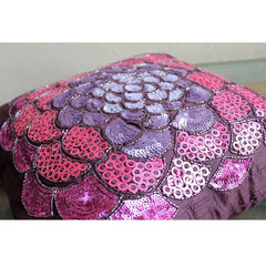 Pink Wildflower - Plum Art Silk Decorative Euro Sham