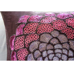 Pink Wildflower - Plum Art Silk Throw Pillow Cover