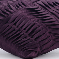 Purple Pleats - Dark Plum Cotton Linen Throw Pillow Cover
